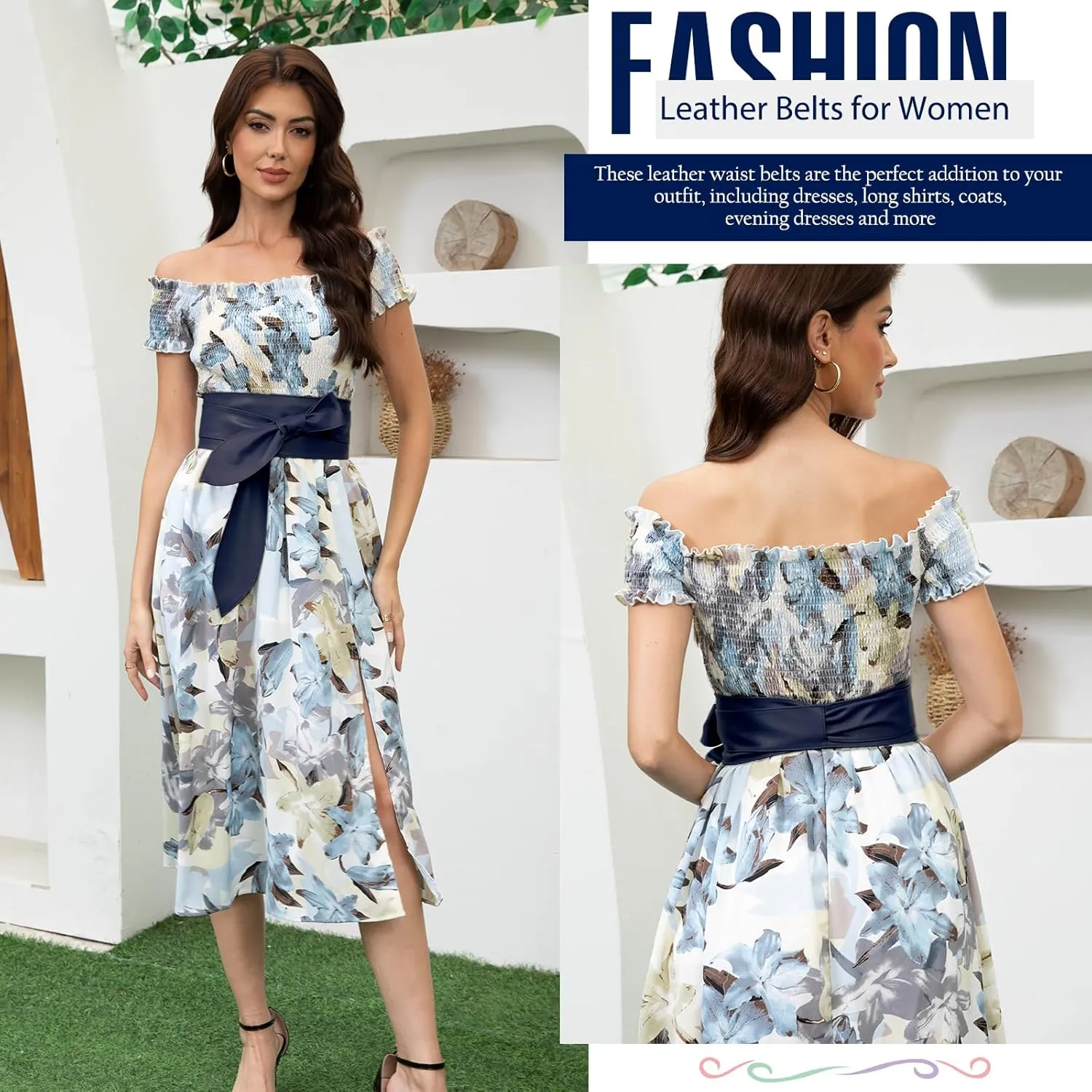 3 Pack Women Obi Belt Fashion PU Leather Wide Waistband Knotted Belt for Dress