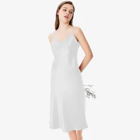 Adjustable Wide Straps Classic V Neck Silk Nightgown