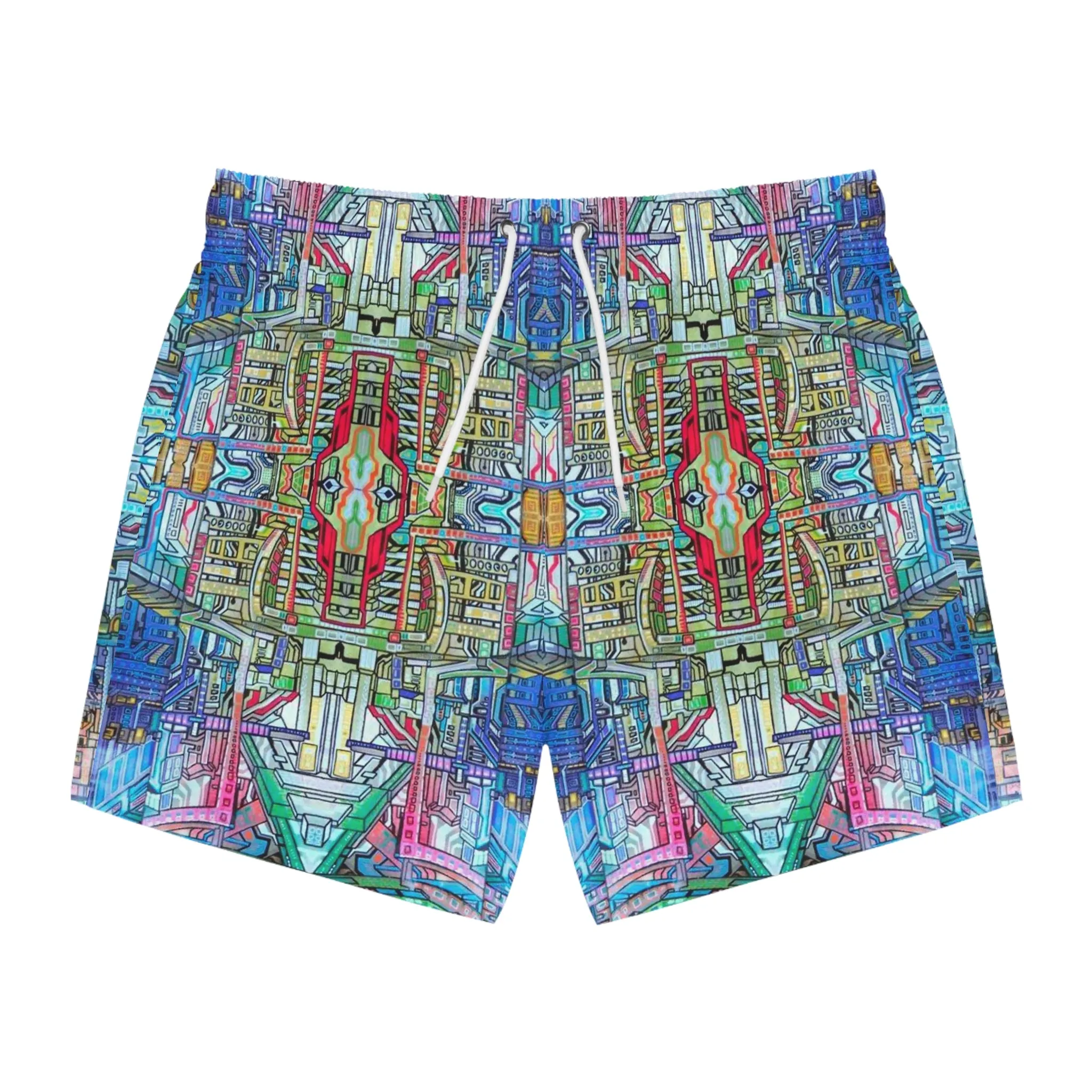 “Blockstrain” - Swim Trunks by Artist David Hilborn