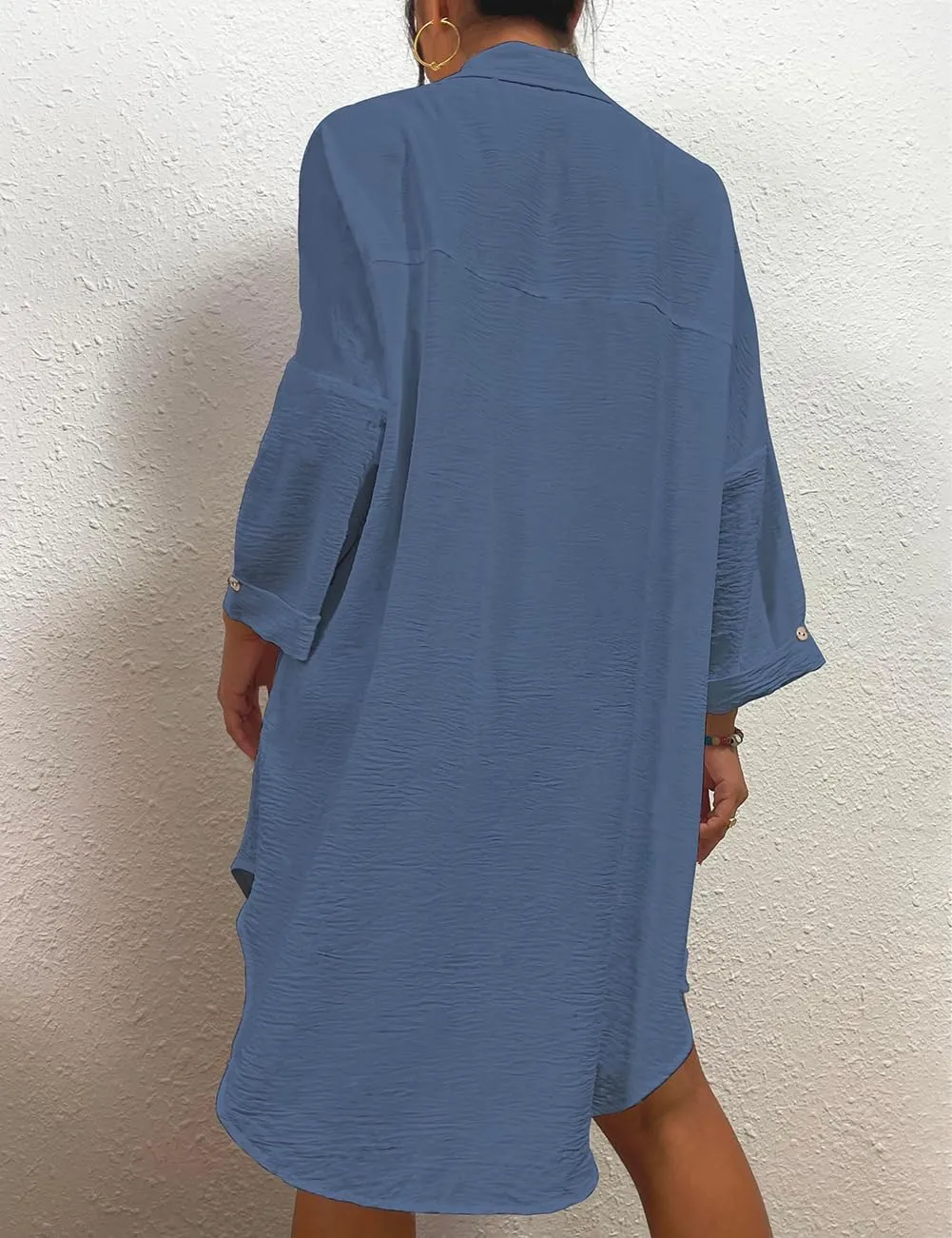 Bsubseach Womens Modern Swimsuit Cover Up Blouse Button Down Shirt Dresses Tops