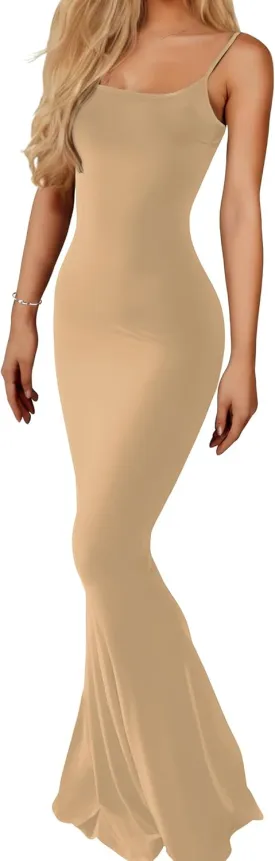 Buauty Womens Summer Dress Bodycon Maxi Dress Sleeveless Casual Long Dresses 2025 Spaghetti Strap Slip Elegant Evening Party