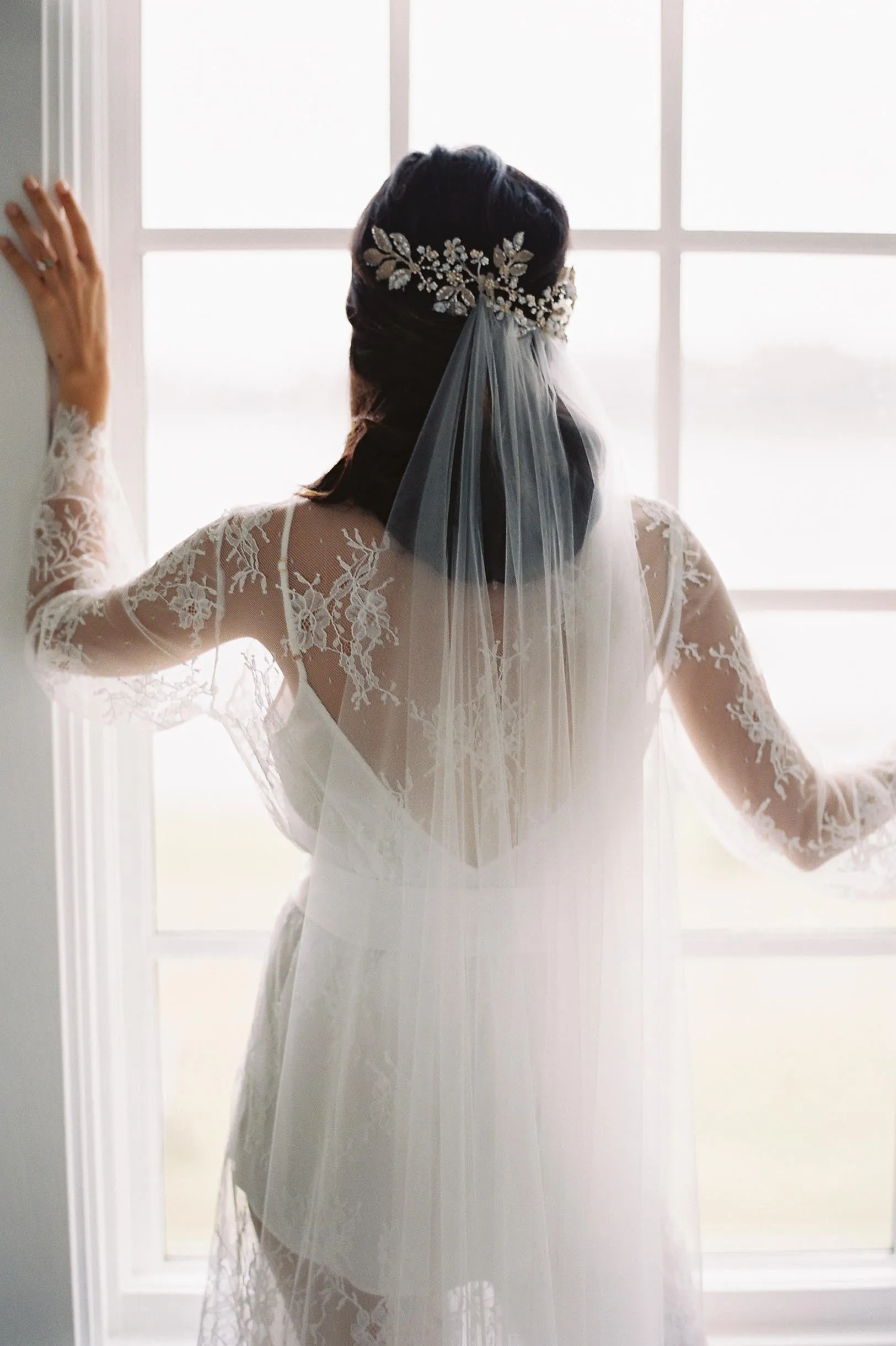 Camellia bridal lace robe in Ivory