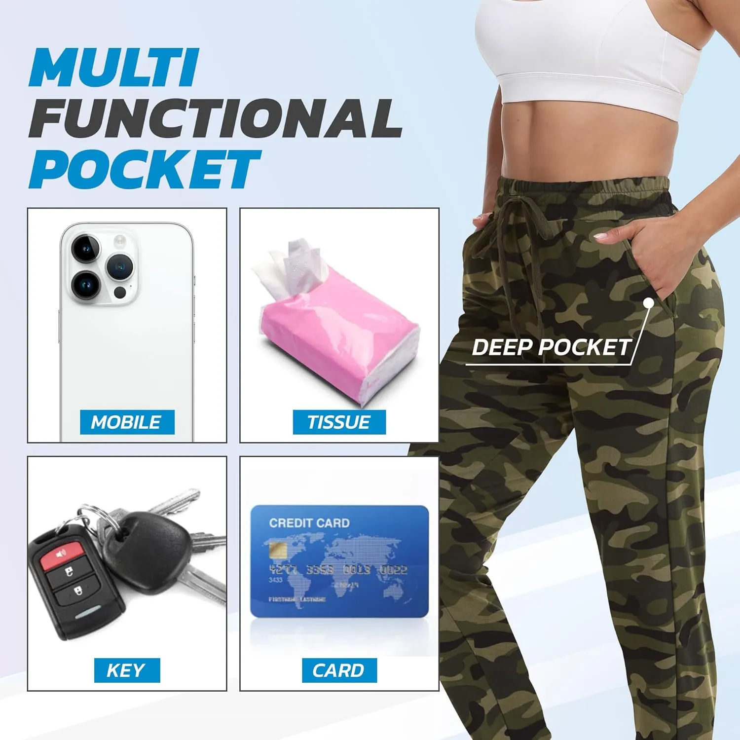 CAMPSNAIL 4 Pack Joggers for Women - Sweatpants with Pockets Lightweight Comfy Yoga Pants for Workout Travel Lounge