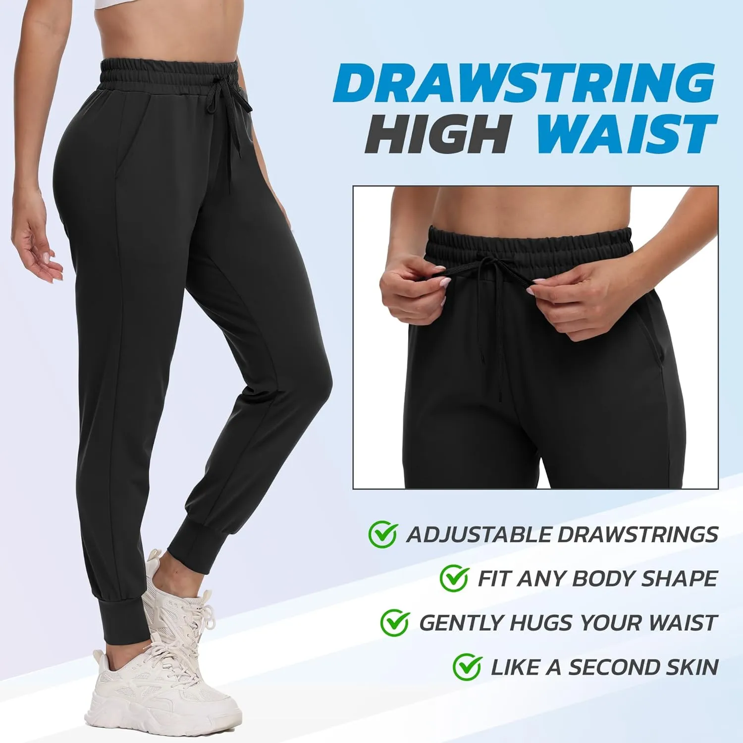 CAMPSNAIL 4 Pack Joggers for Women - Sweatpants with Pockets Lightweight Comfy Yoga Pants for Workout Travel Lounge