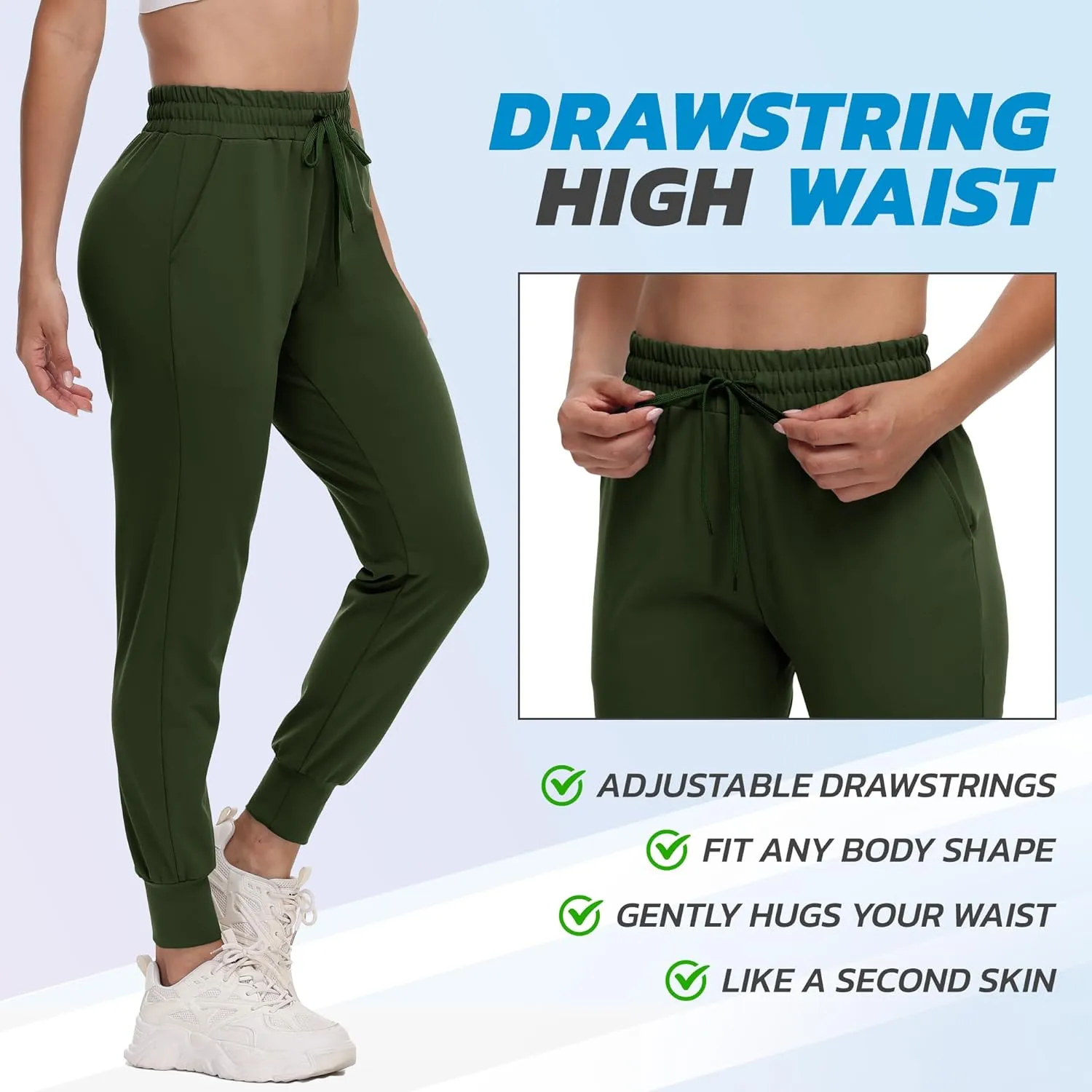 CAMPSNAIL 4 Pack Joggers for Women - Sweatpants with Pockets Lightweight Comfy Yoga Pants for Workout Travel Lounge