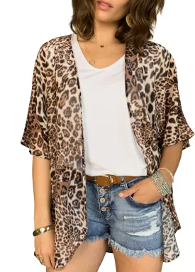 CATCHY & CRAFTY Kimonos for Women Boho Floral Print Swimsuit Cover Up Lightweight Beach Cardigan for Summer Resort Wear