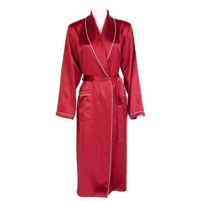 Classic Contrast Piping Silk Robe For Women 22 Momme Silk Bathrobe Silk Nightwear