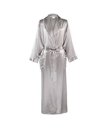 Classic Contrast Piping Silk Robe For Women 22 Momme Silk Bathrobe Silk Nightwear