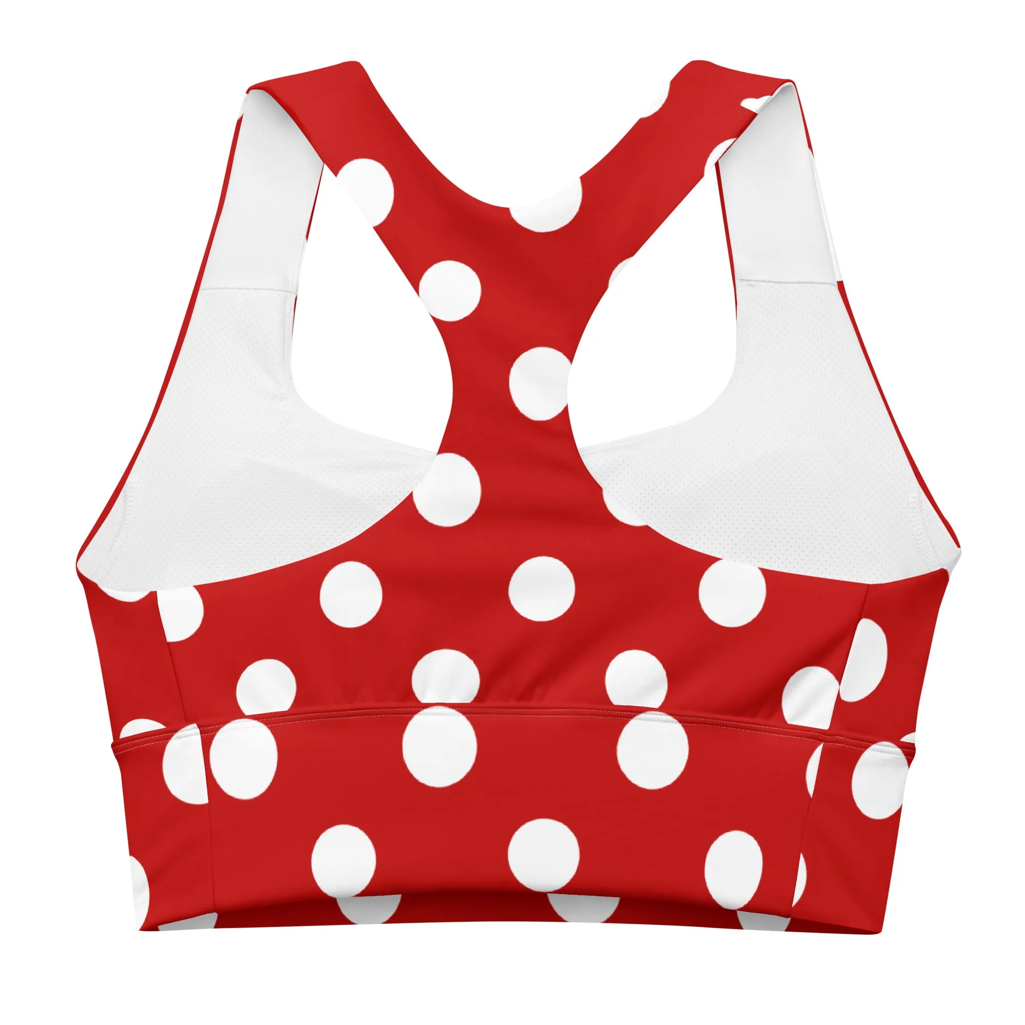 Classic Red and White Polka Dots Sports Bra Racerback Bra, lioness-love