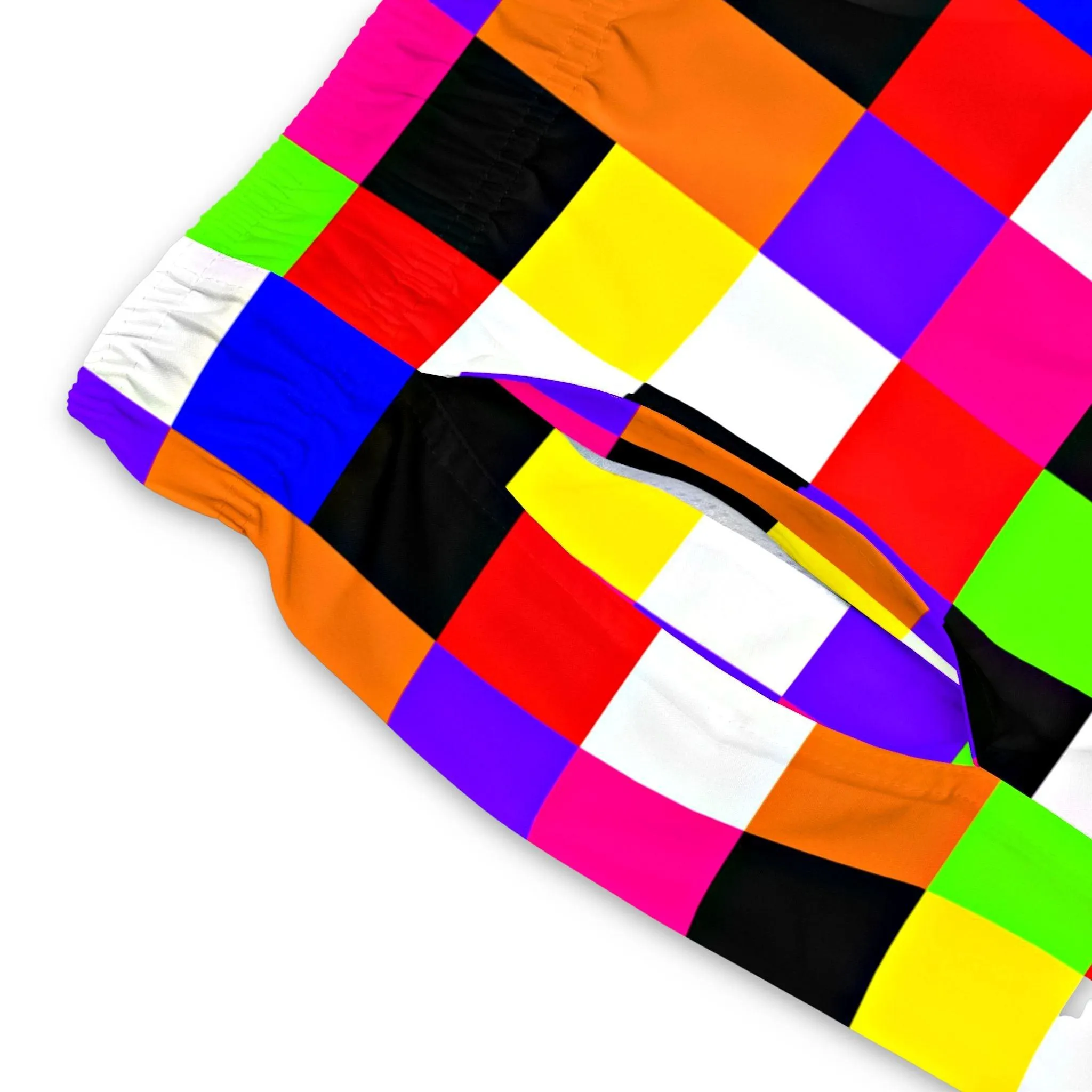 Colorful Checkerboard Pattern Swim Trunks For Men