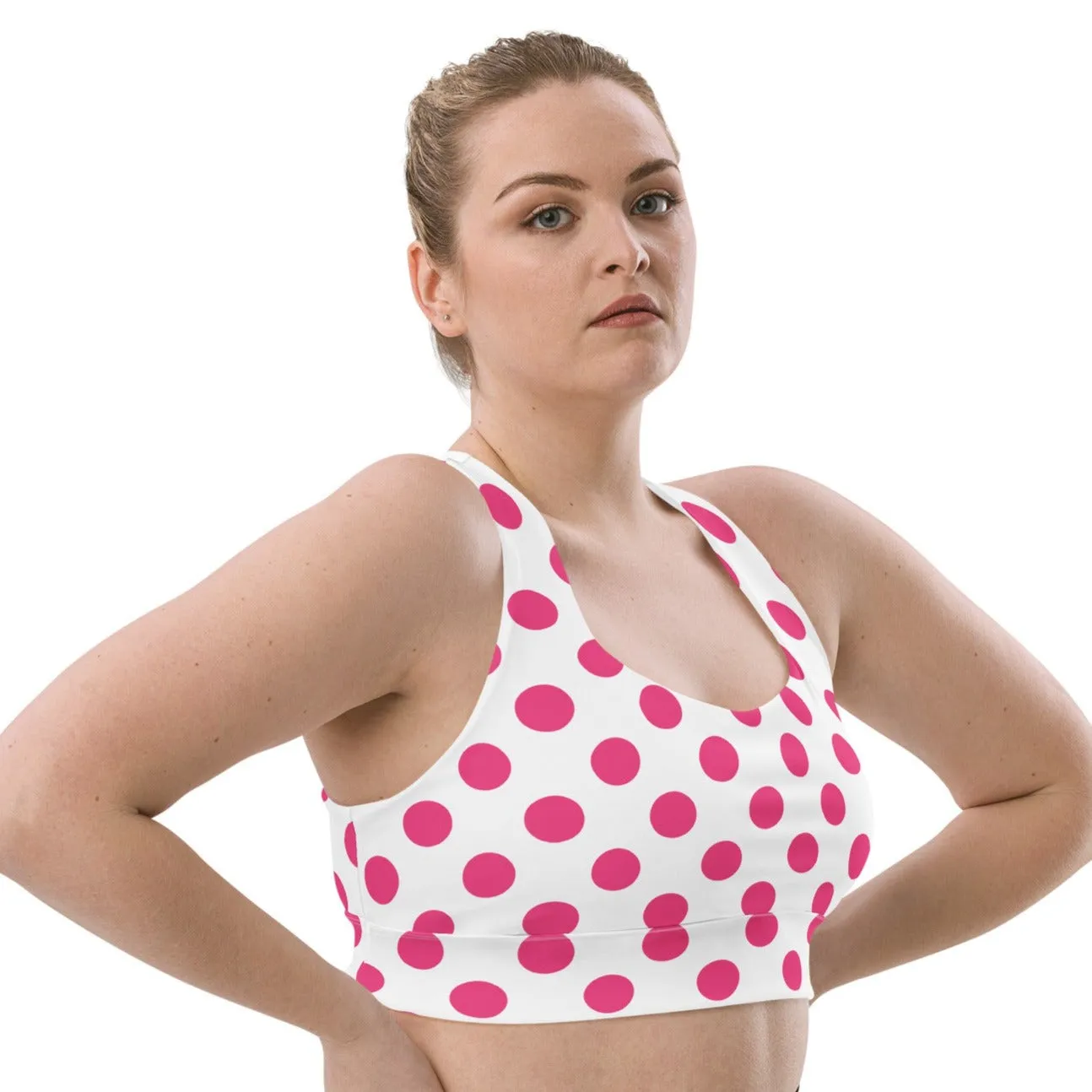 Cute Pink Polka Dots Sports Bra, lioness-love