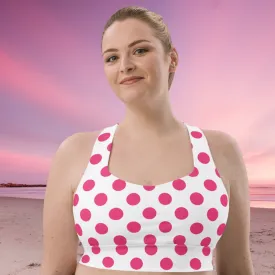 Cute Pink Polka Dots Sports Bra, lioness-love