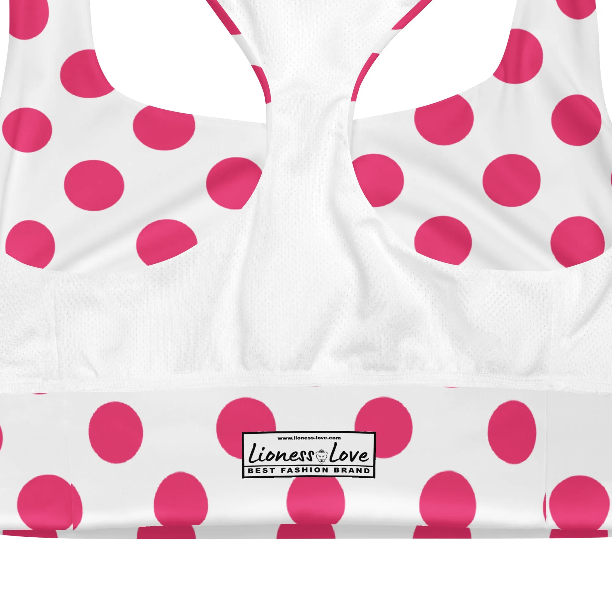 Cute Pink Polka Dots Sports Bra, lioness-love