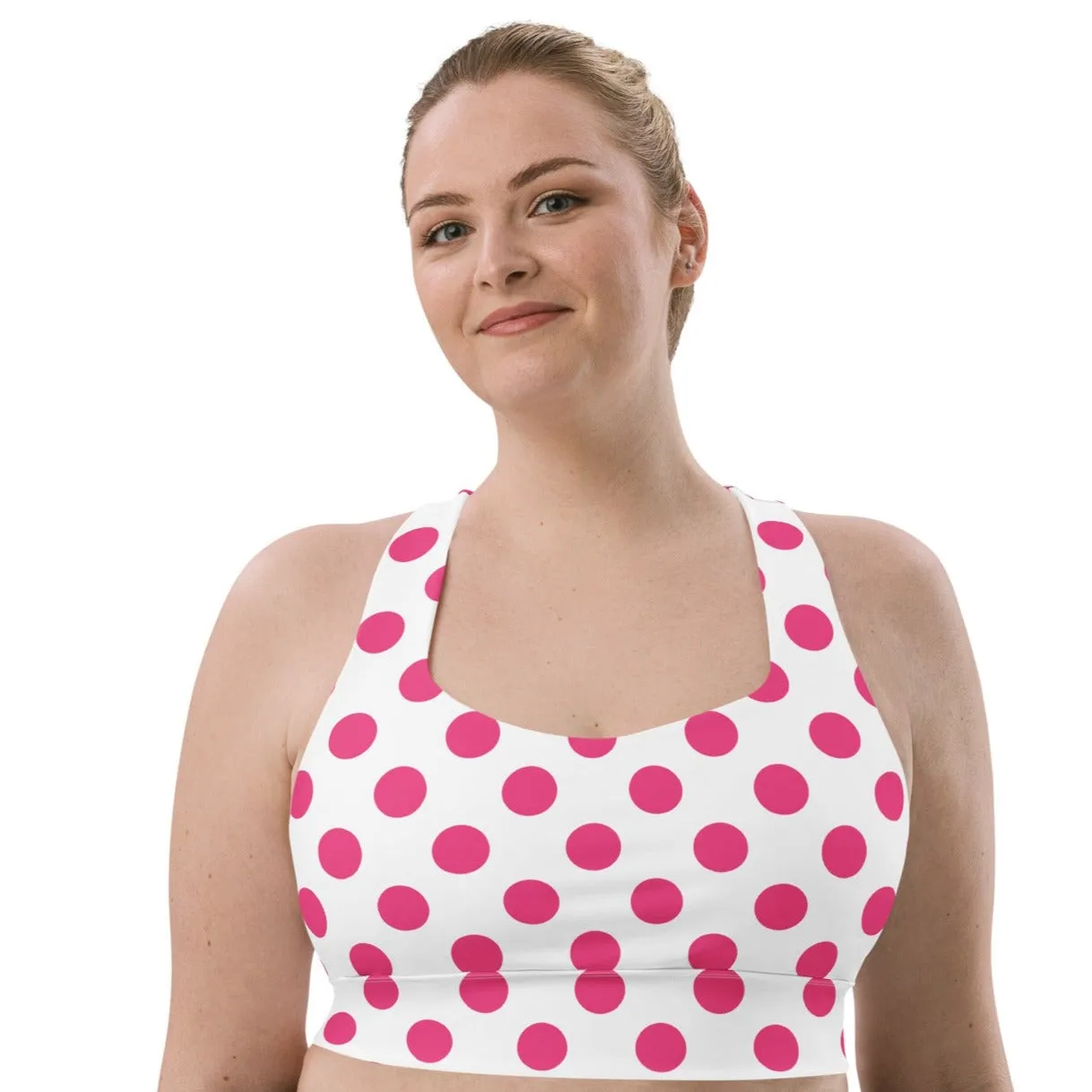 Cute Pink Polka Dots Sports Bra, lioness-love