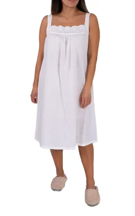 French Country 100% Cotton Nightgown Sleeveless in White FCW172