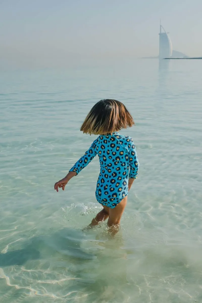Girl swimsuit - Animal print Blue