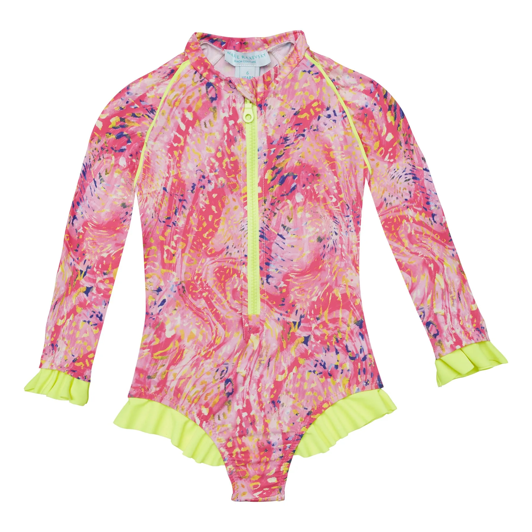 GIRL'S ONE PIECE LONG SLEEVE RUFFLES SPLASH