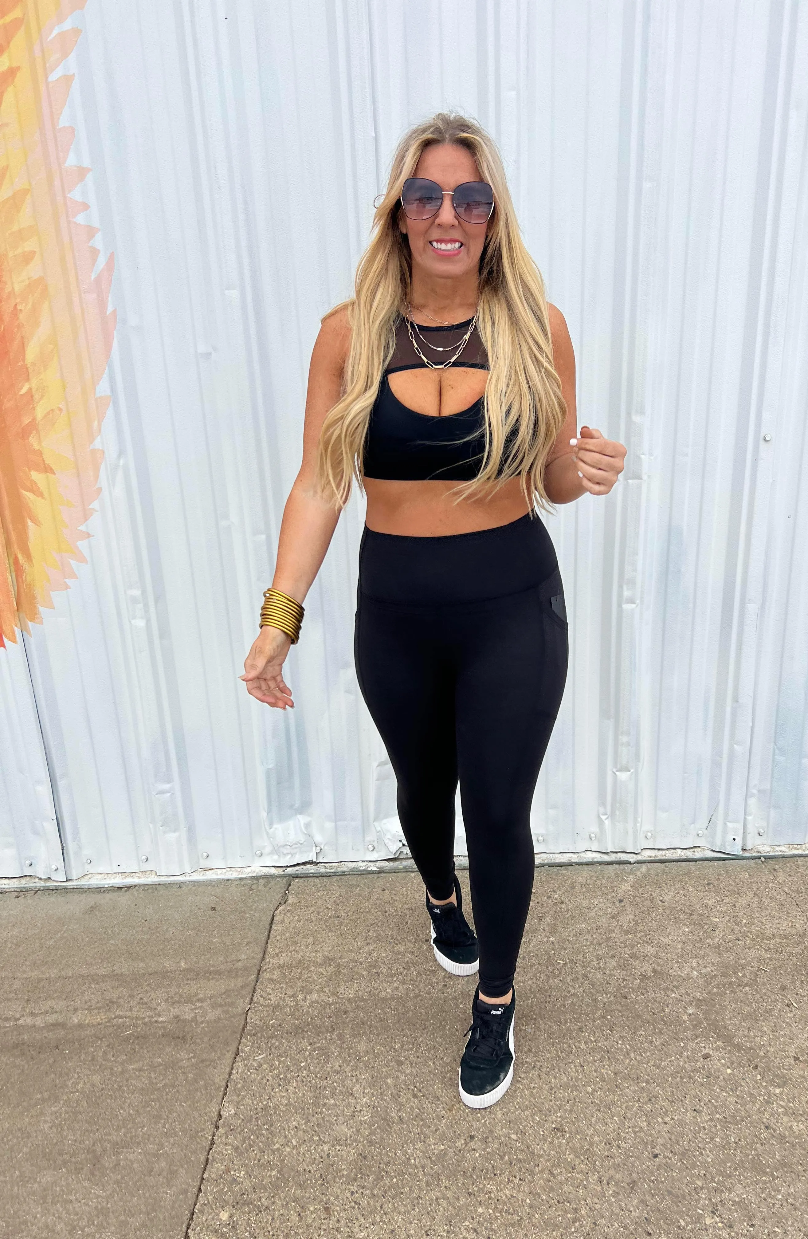 Harness Mesh Hybrid Racerback Sports Bra - Mono B - Final Sale