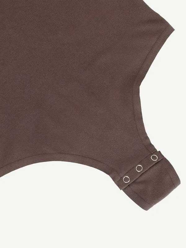 High Compression Scoop Neck Long Sleeve Thong Shapewear Bodysuit