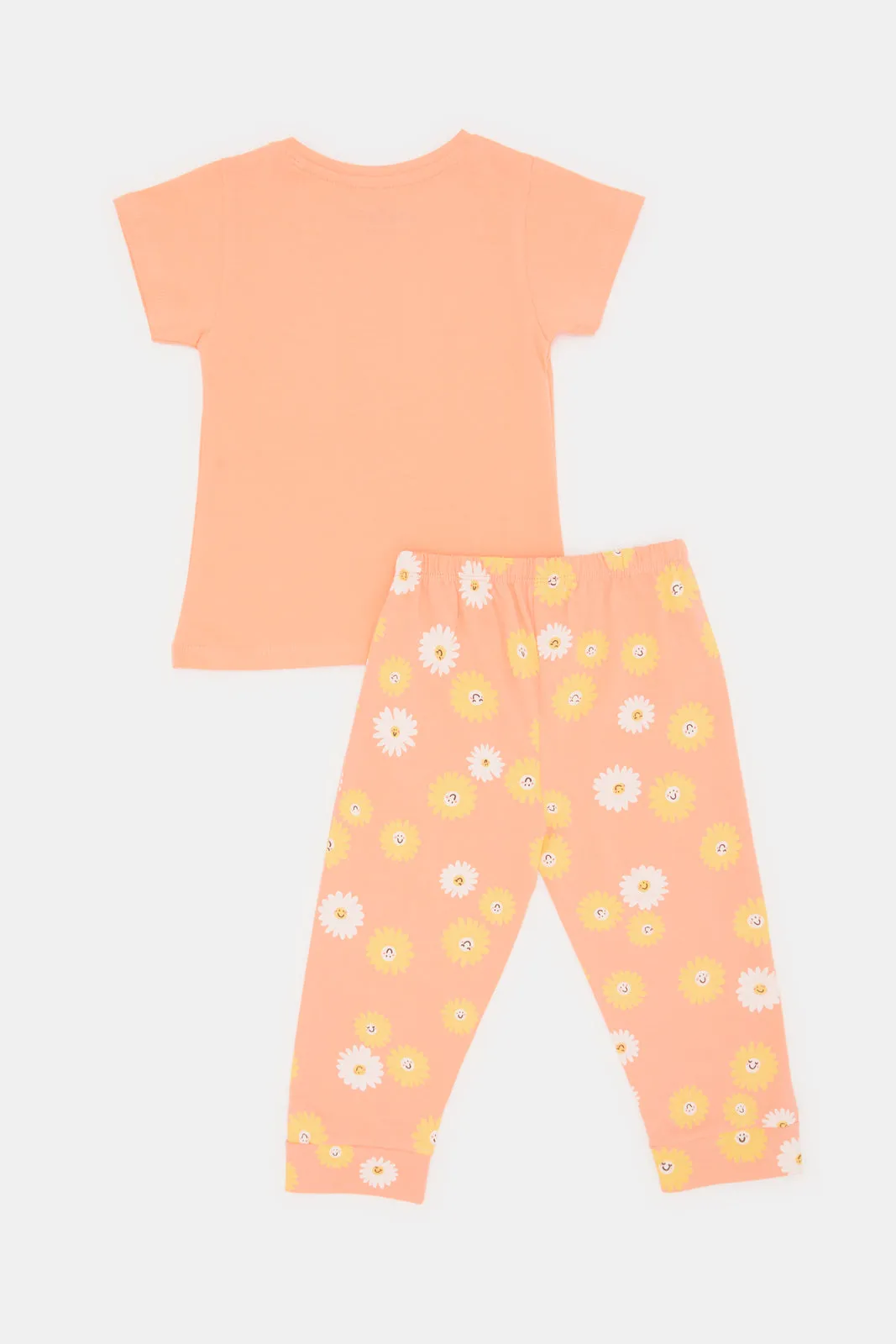 Infant Girls Peach Bunny Print Pyjama Set (2 Piece)
