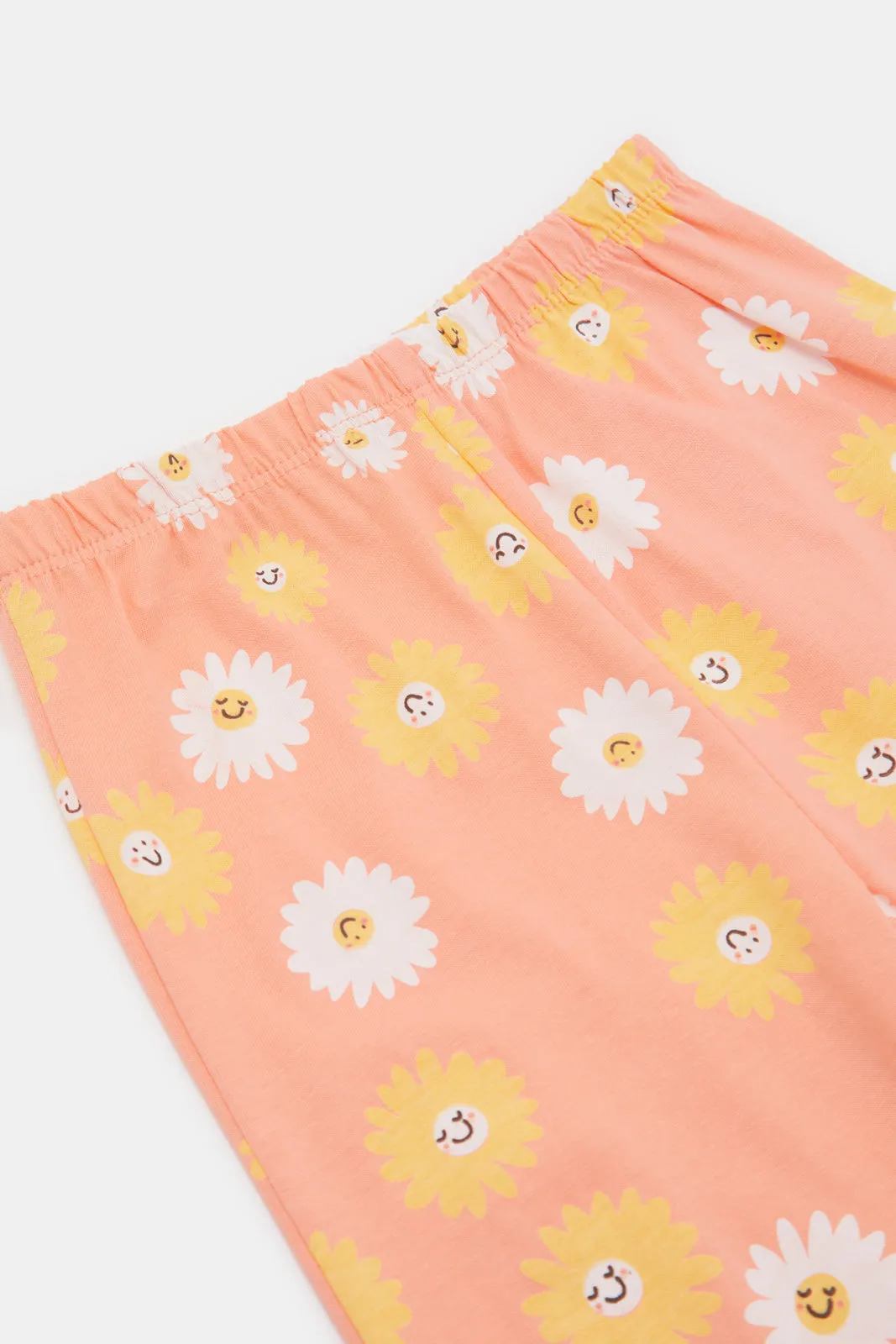 Infant Girls Peach Bunny Print Pyjama Set (2 Piece)