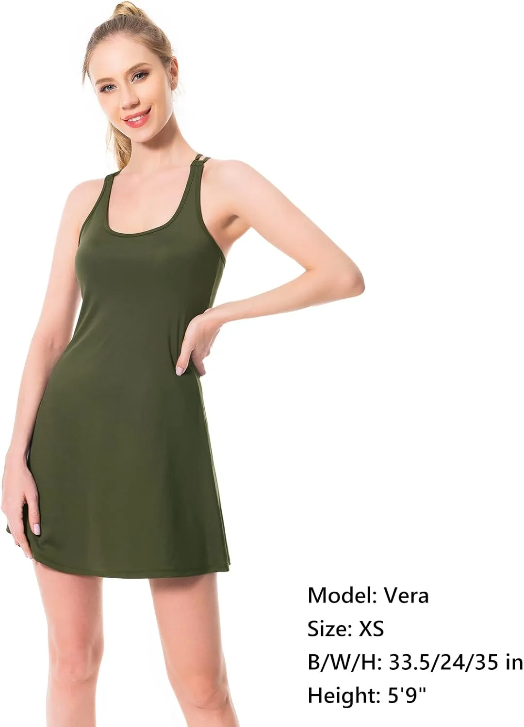 Lightbare Womens Tennis Dress with Built-in Bra & Detachable Shorts Adjustable Straps UPF 50  Quick Dry
