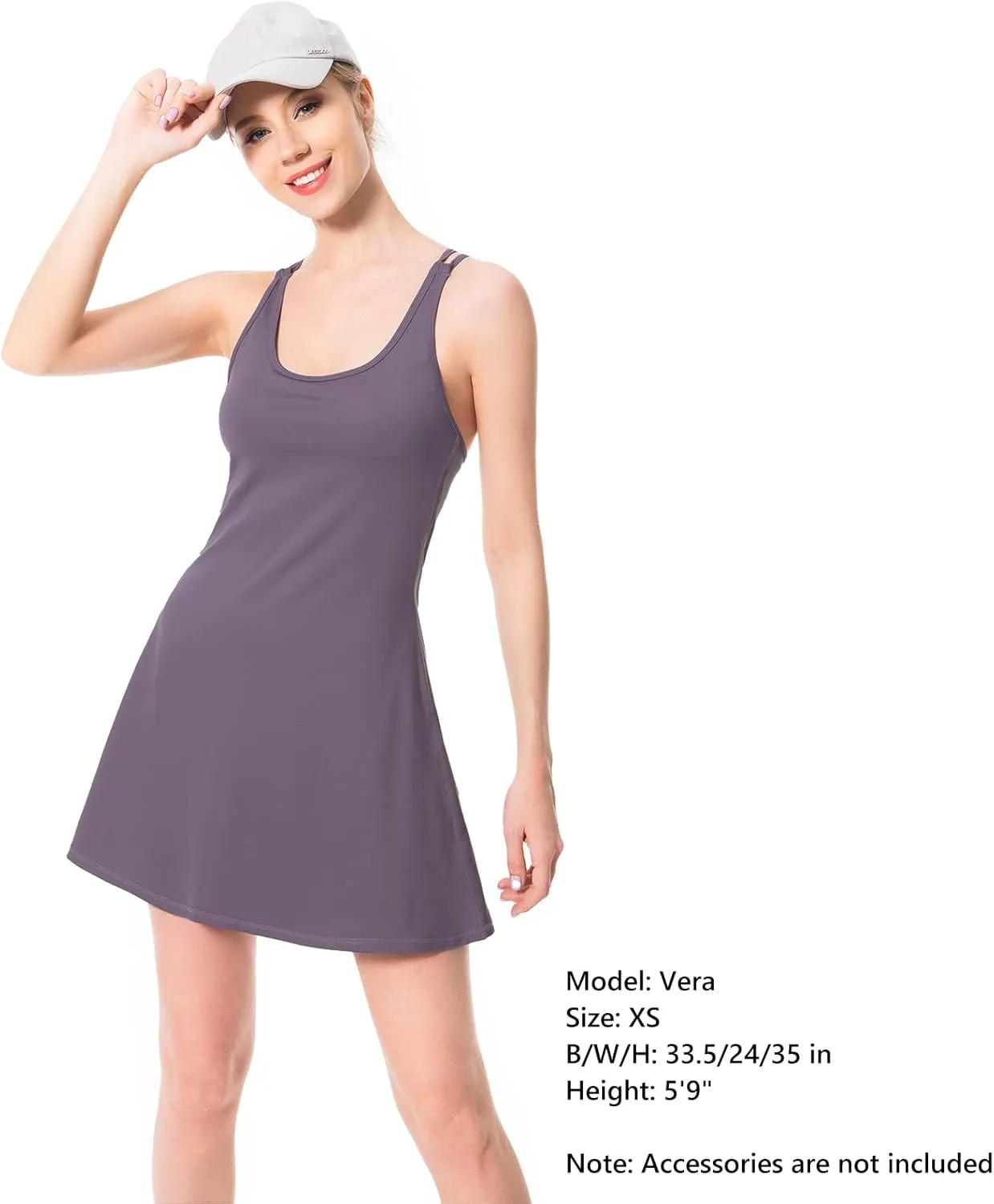 Lightbare Womens Tennis Dress with Built-in Bra & Detachable Shorts Adjustable Straps UPF 50  Quick Dry