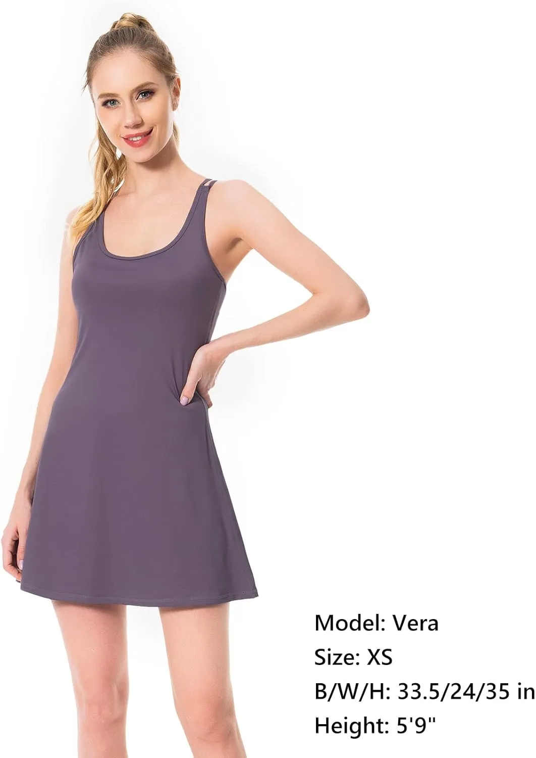 Lightbare Womens Tennis Dress with Built-in Bra & Detachable Shorts Adjustable Straps UPF 50  Quick Dry