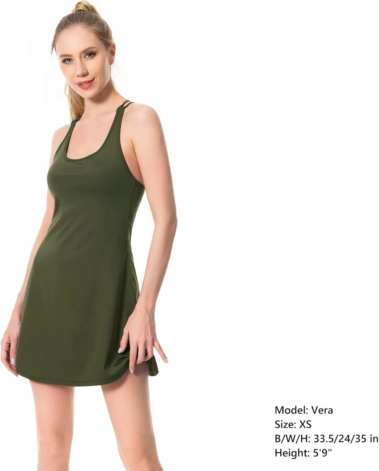 Lightbare Womens Tennis Dress with Built-in Bra & Detachable Shorts Adjustable Straps UPF 50  Quick Dry