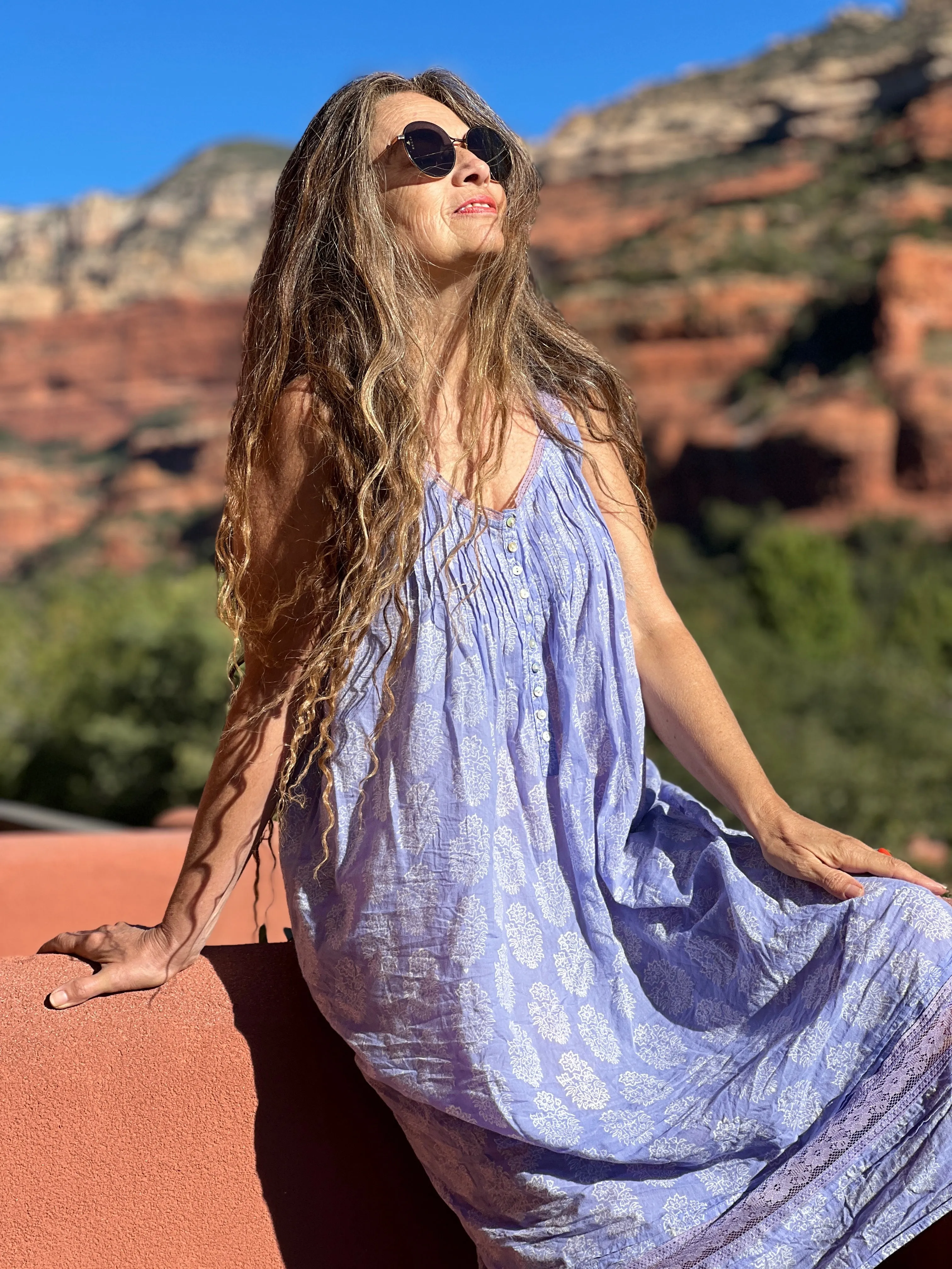 Lilac Amer Sleeveless Long Night Gown