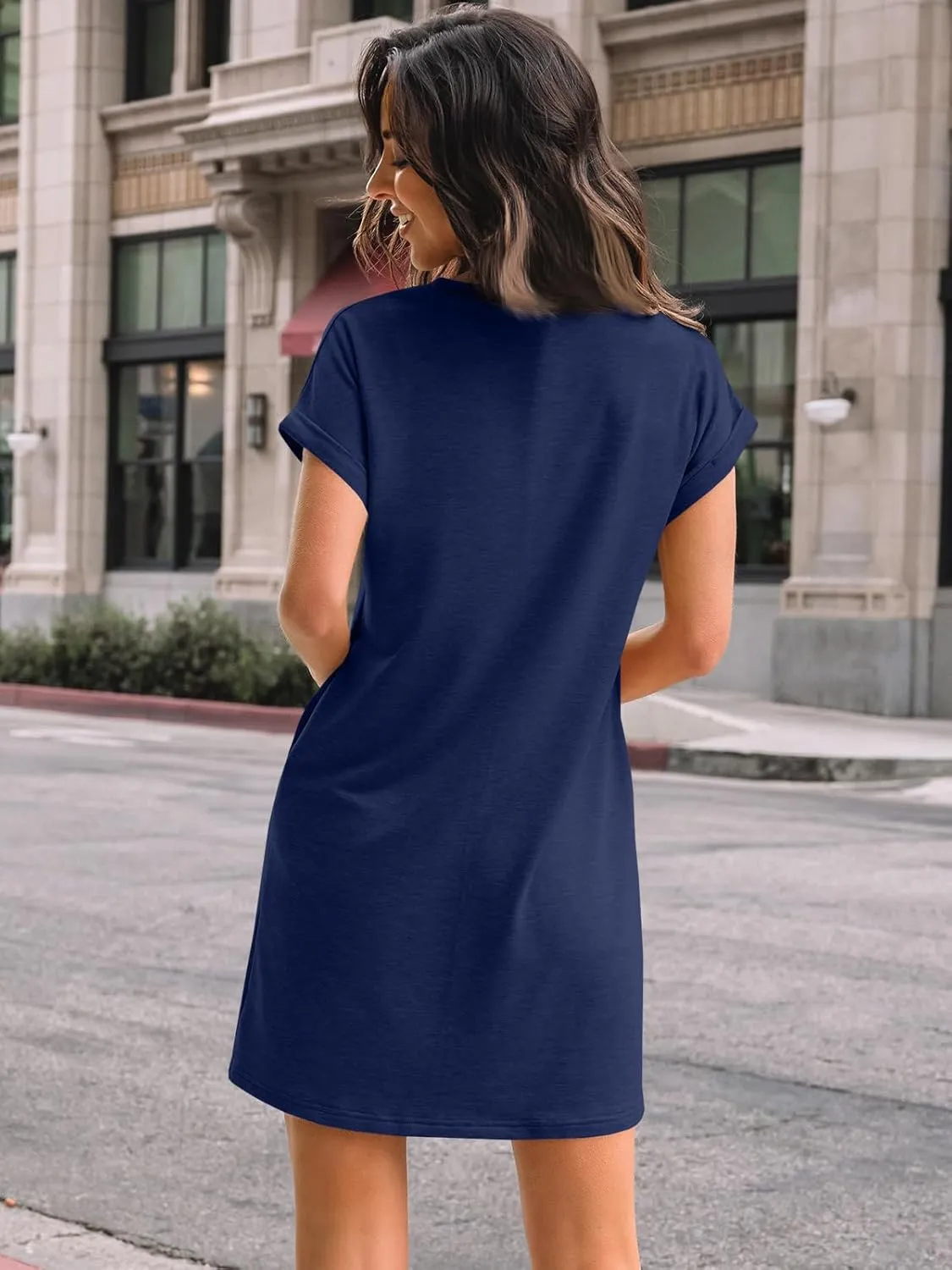 LILLUSORY Womens Summer Casual Short Sleeve T Shirt Dress 2025 Spring Vacation Beach Mini Sundress Loose Clothes with Pockets