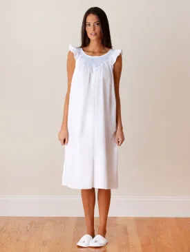 Lisa White Cotton Nightgown, Smocked