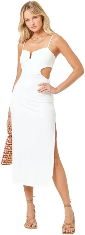 L*Space Cameron Dress for Women, Fitted Ribbed Midi, Knit Dress with Adjustable Spaghetti Straps & Waist Cut-Outs