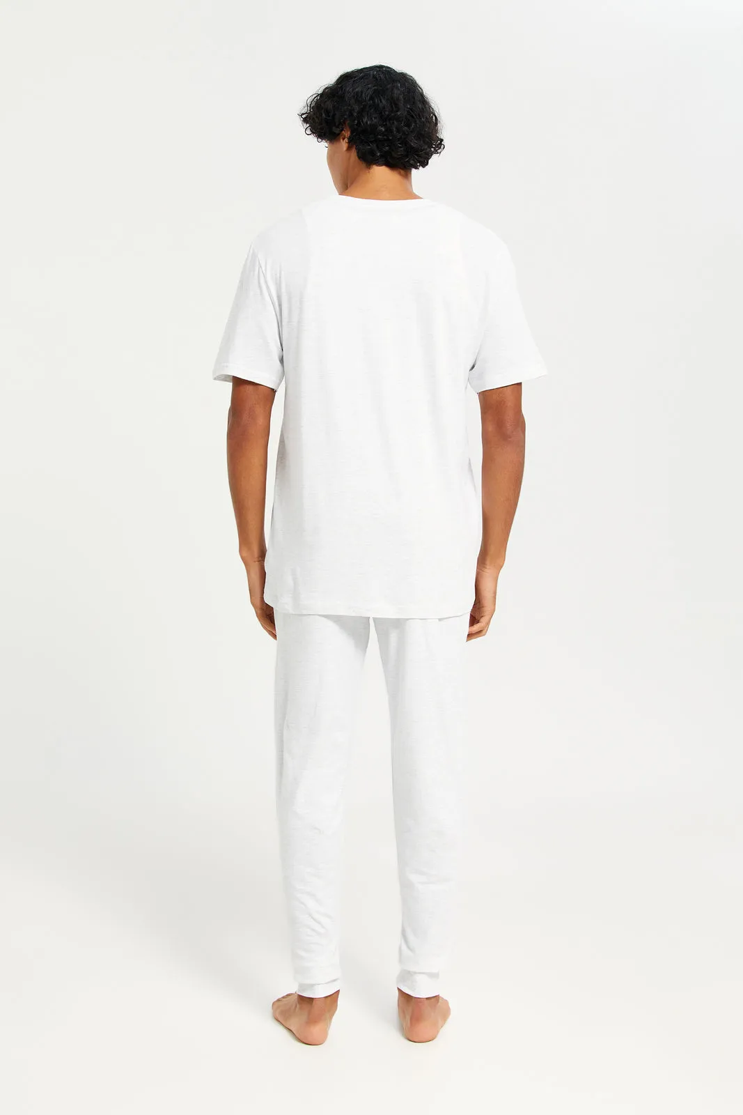 Men Ecru Pyjama Set (2 Piece)