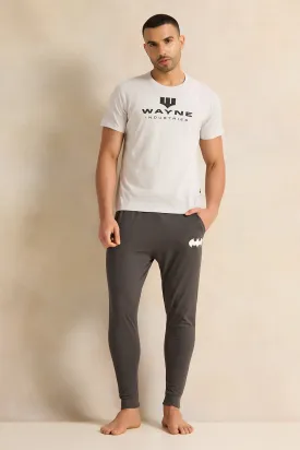 Men Grey Printed Pyjama Set (2 Piece)
