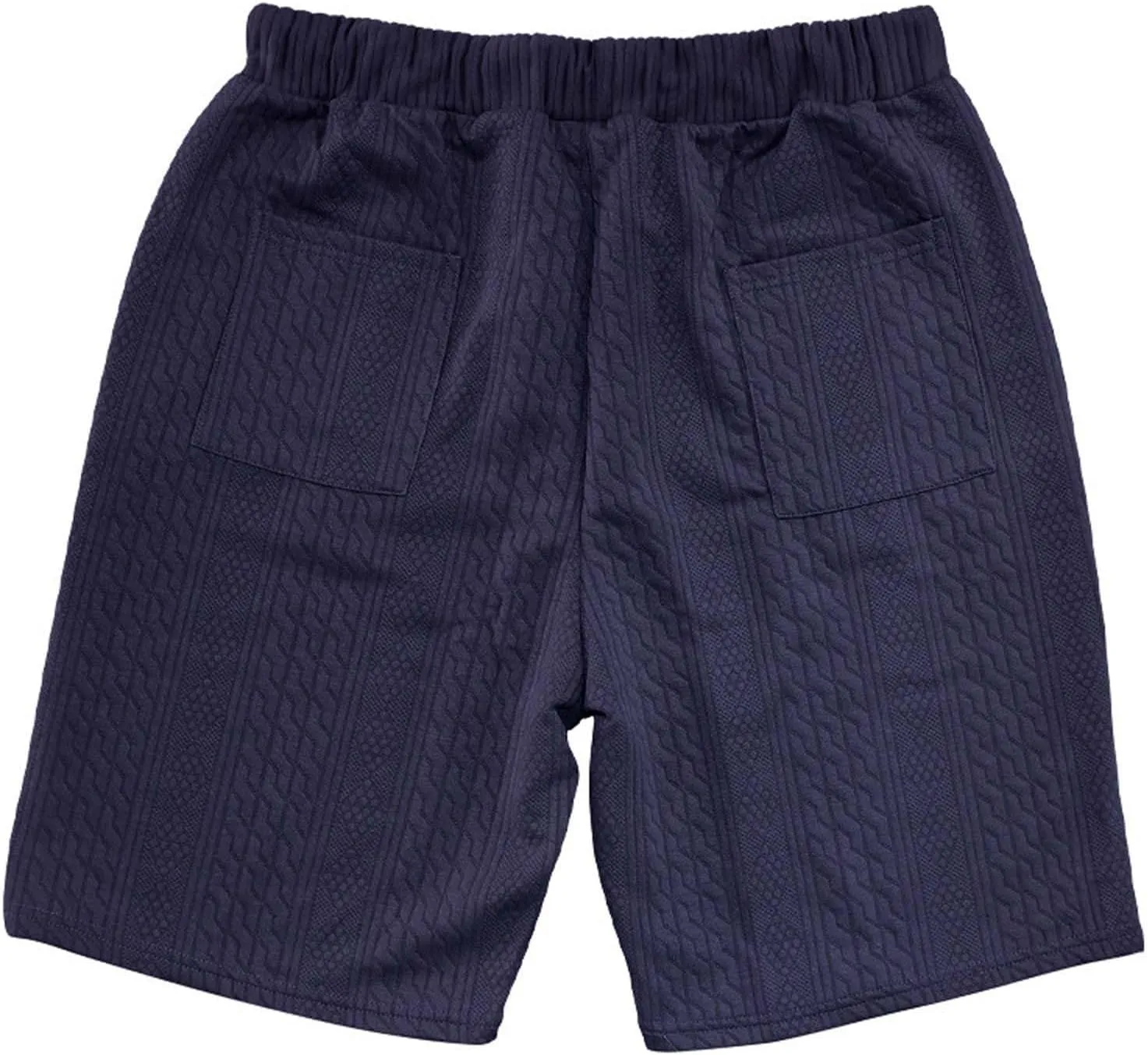 Men's Jacquard Print Bermuda Shorts, Solid Casual Summer Sports Clothes Loose Comfy Wide Leg Short Pants with Pockets