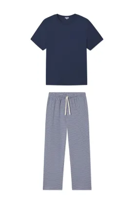 Men's Pima Sleep Short-Long Set in True Navy