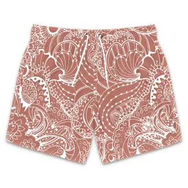 Nude Pink Mandala Pattern Swim Trunks