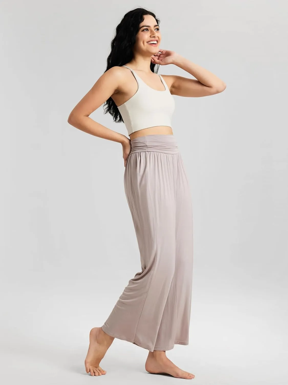 ODODOS Women's Wide Leg Palazzo Lounge Pants with Pockets Light Weight Loose Comfy Casual Pajama Pants-26/28/30"/32" Inseam