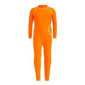 Orange/ white long-sleeved all-in-one swimsuit