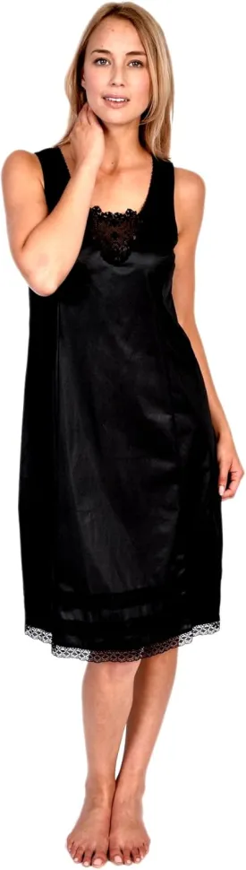 Patricia Lingerie Women's Snip-it Luminesse Satin Full Slip with Lace Trim for Under Dresses