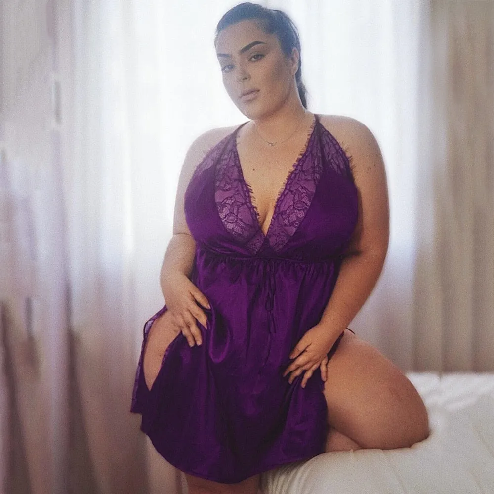 Plus Size High-Quality V-Neck Lace Backless Lingerie