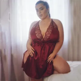 Plus Size High-Quality V-Neck Lace Backless Lingerie