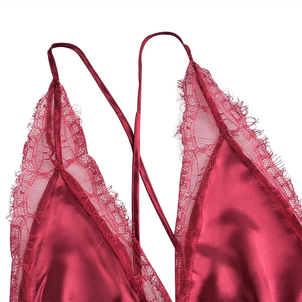 Plus Size High-Quality V-Neck Lace Backless Lingerie