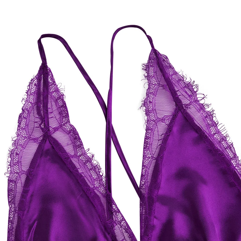 Plus Size High-Quality V-Neck Lace Backless Lingerie