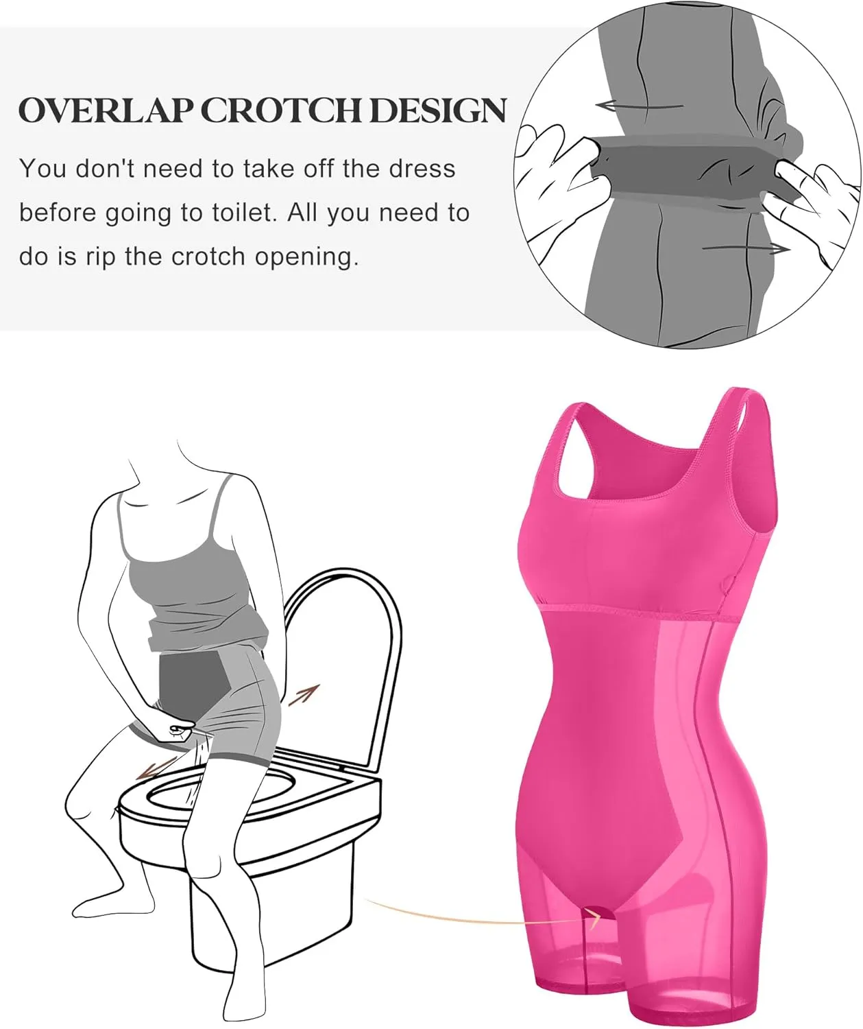 Popilush Shapewear Dress Built in Shapewear Bra 8 in 1 Square Neck Mini Slit Bodycon Summer Dress for Women