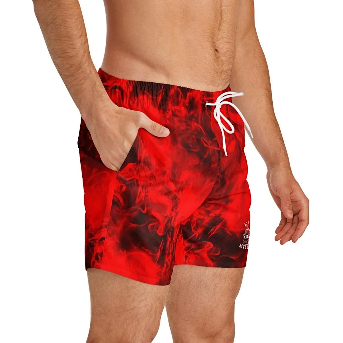 Red Smoke Short Swim Trunks