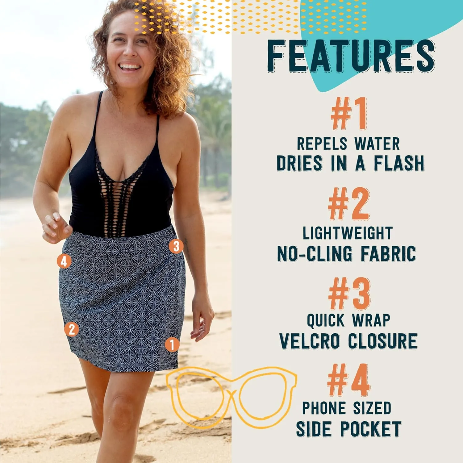 RipSkirt Hawaii Length 1 - Wrap Skirt for Women - Quick Dry Swim Cover-Up with Side Pocket - Lightweight for Beach & Travel