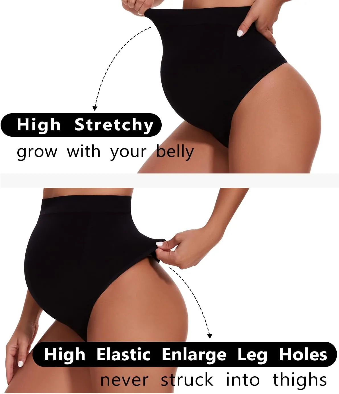 Seamless Maternity Thongs for Women, No Show Maternity Shapewear Over The Belly, Pregnancy Belly Support Panties