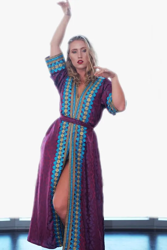 Set of 3- Purple Heart kimono robe set